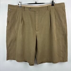 Tommy Bahama Relax Casual Silk Blend Khaki Pleated Shorts Size 42